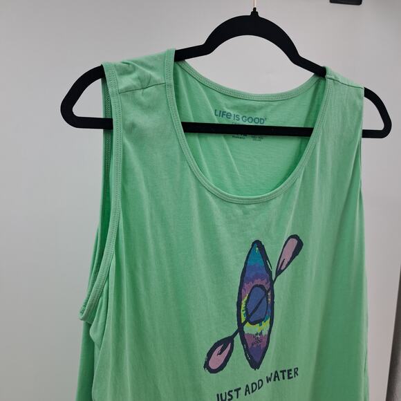 Life Is Good Crusher Tank Top XXL Tie Dye Just Add Water Kayak Sleeveless Green - Picture 6 of 8